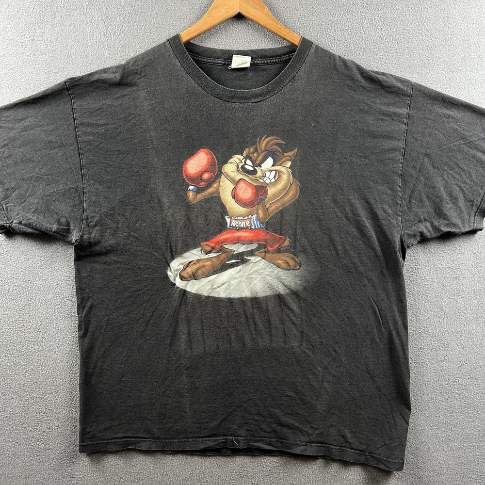 Vintage Taz Shirt Mens XXL Black Faded Acme Boxing Boxer Looney Tunes 90s Grunge